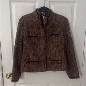 Elegant Brown and gold Tweed Women's Jacket medium